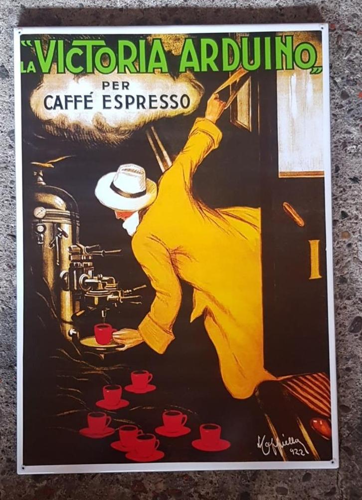 Victoria arduino Espresso emaillen bord retro reclame borden, Collections, Marques & Objets publicitaires, Comme neuf, Panneau publicitaire