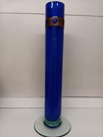 Vaas blauw H 40 cm voet  13 cm in goede staat, Antiek en Kunst, Ophalen