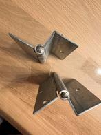 Scharnier met rechte hoek - 100mm - verzinkt - 2 stuks, Ophalen, Zo goed als nieuw, Inox, Scharnier