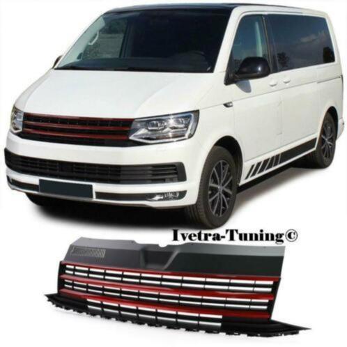 Embleemloze Grill Volkswagen Transporter T6 [Zwart-Rood], Auto diversen, Tuning en Styling, Verzenden