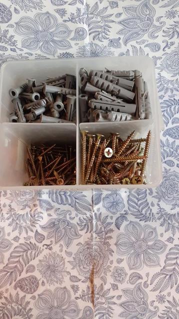 lot de chevilles avec vis de 3,5 et 5 cm avec boite  beschikbaar voor biedingen