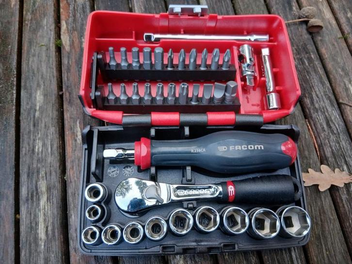 Facom doppenset 1/4" - ratel met stofdichte kop - inch maten, Auto diversen, Autogereedschap, Zo goed als nieuw, Ophalen of Verzenden