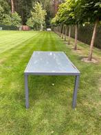 Tuintafel 160x90 aluminium met gehard glas, Ophalen, Gebruikt, Rechthoekig, Aluminium