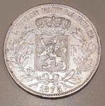 5 frank zilver leopold 2 1873 met lange protege zie foto's, Ophalen of Verzenden
