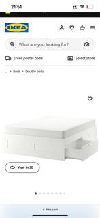 Ikea bed Brimes 180 met opberg lades en lattenbodem, Comme neuf, Enlèvement ou Envoi