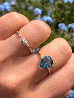 14k Gouden Topaas & Diamant Ringenset – Nieuw, Nieuw, Ophalen of Verzenden, 17 tot 18, Dame