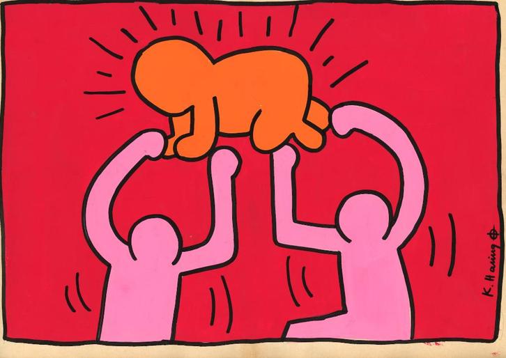 Keith Haring Artwork, Antiek en Kunst, Kunst | Schilderijen | Abstract, Ophalen of Verzenden