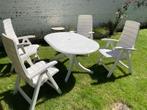 Tuintafel met stoelen, Tuin en Terras, Ophalen, 4 zitplaatsen, Kunststof, Gebruikt