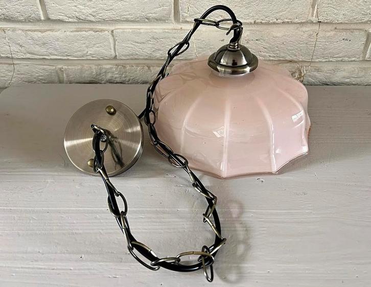 Midcentury hanglamp opalineglas, Antiek en Kunst, Antiek | Verlichting, Ophalen of Verzenden