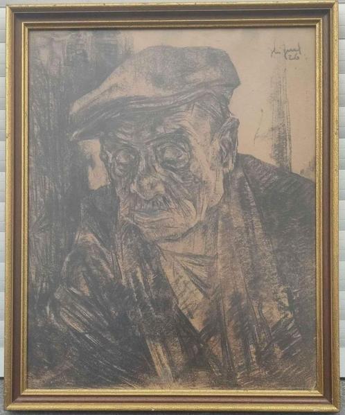 Fusain homme signe Georges higuet, Antiek en Kunst, Kunst | Tekeningen en Fotografie, Ophalen of Verzenden