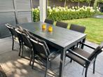 Tuinset tafel 200x100cm + 8 stoelen inclusief kussens, Ophalen, Gebruikt, 100 tot 150 cm, Teakhout