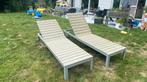 2 ligzetels met kussens, Tuin en Terras, Picknicktafels, Ophalen, Gebruikt, Aluminium