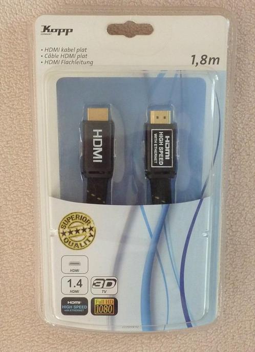 2x HDMI kabel plat, lengte 1,8 meter, TV, Hi-fi & Vidéo, Câbles audio & Câbles de télévision, Neuf, Câble HDMI, Moins de 2 mètres