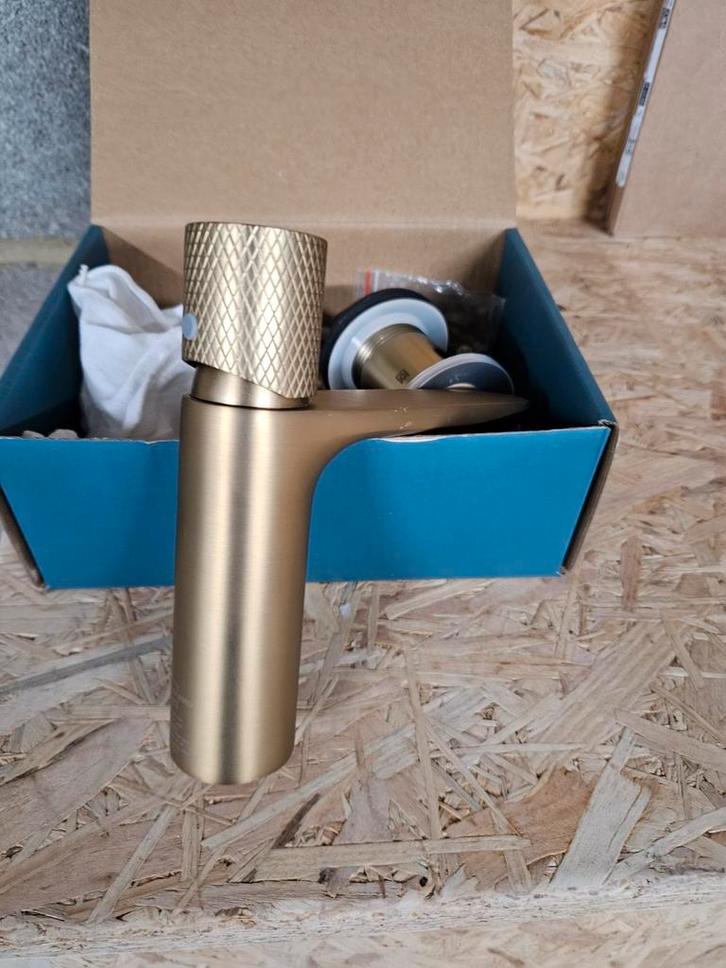 2 Robinets mitigeurs de lavabo doré, Bricolage & Construction, Sanitaire, Robinet, Enlèvement ou Envoi