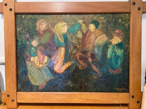 Vlaams tafereel - L. Hendrickx 1968, Antiek en Kunst, Kunst | Schilderijen | Klassiek, Ophalen of Verzenden