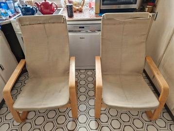 2 fauteuils ikea poang + coussins (/! bien lire l'annonce)