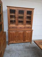 Mooie massief teakhouten buffetkast/vitrinekast 150cm, Ophalen, Gebruikt, Glas