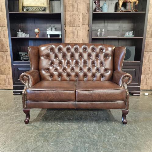 Chesterfield Sint James 2-zits - Antiek bruin, Antiek en Kunst, Antiek | Meubels | Stoelen en Sofa's, Ophalen
