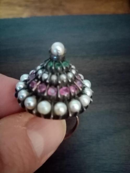 Thaise koepelring goud.333 crt/zilver uit de jaren 20, Handtassen en Accessoires, Ringen, Gebruikt, Dame, 20 of groter, Geel, Goud