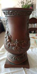 Vase en faïence peint bronze foncé motif fruits, Comme neuf, Moins de 50 cm, Autres couleurs, Enlèvement ou Envoi