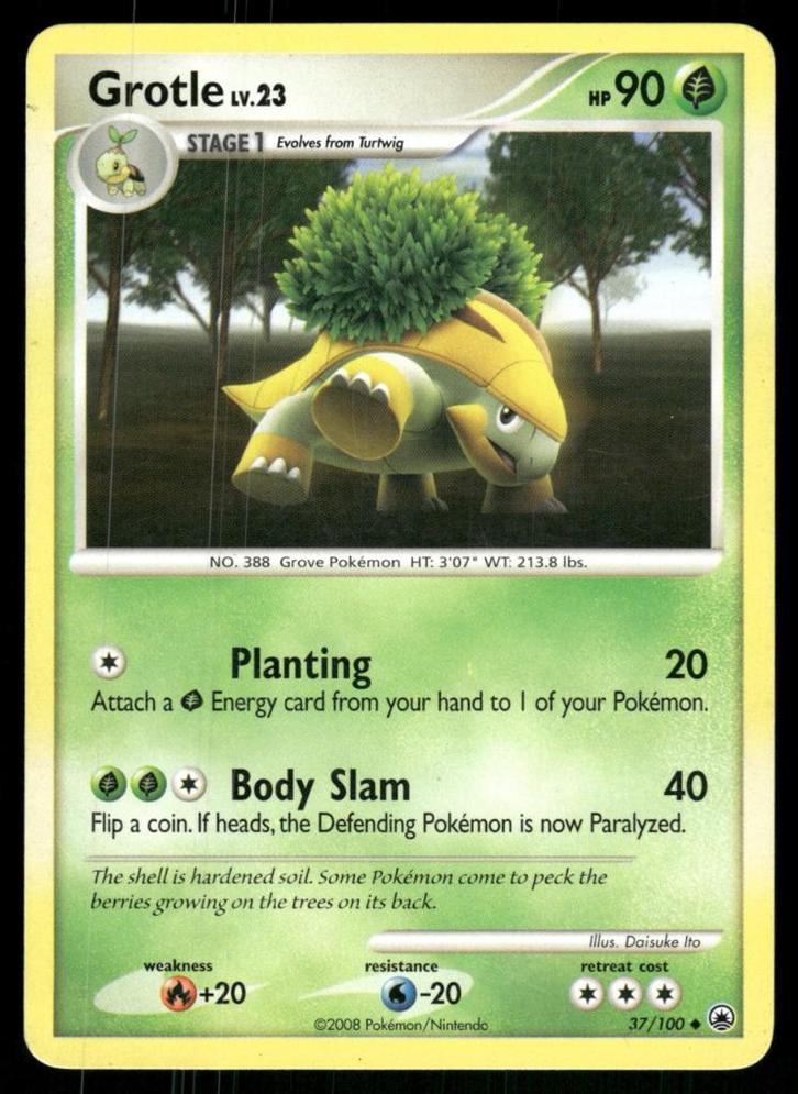 Grotle 37/100 - Majestic Dawn, Hobby en Vrije tijd, Verzamelkaartspellen | Pokémon, Gebruikt, Verzenden