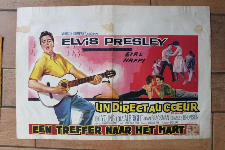 filmaffiche Elvis Presley Kid Galahad 1962 filmposter, Verzamelen, Posters, Gebruikt, Film en Tv, A1 t/m A3, Rechthoekig Liggend