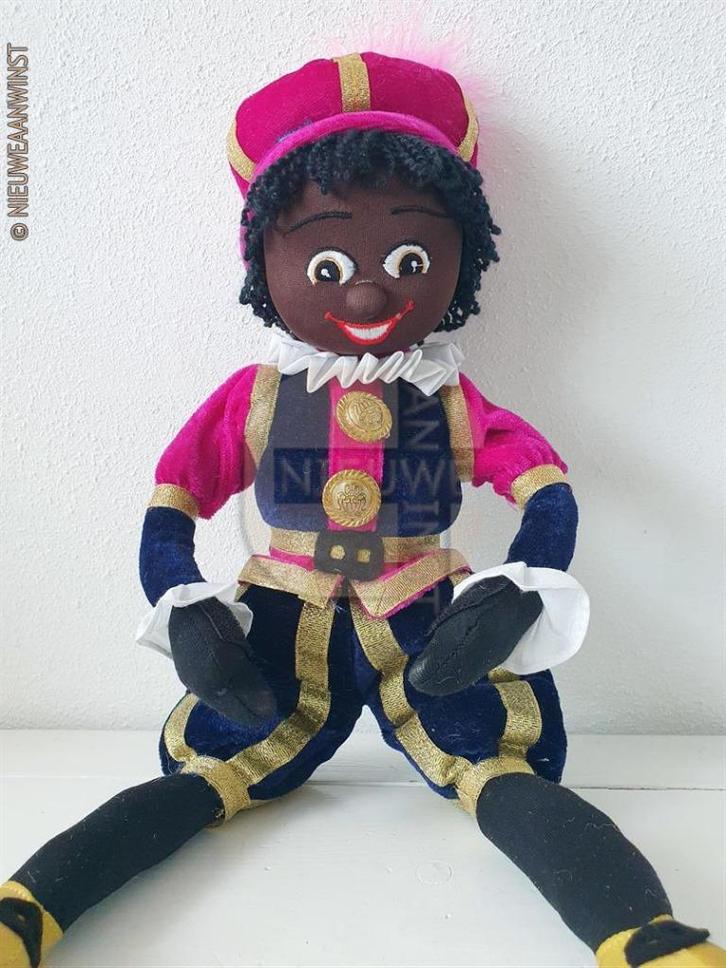 Authentieke Etos etalage zwarte Piet pop - 45cm, roze/blauw, Diversen, Sinterklaas, Verzenden