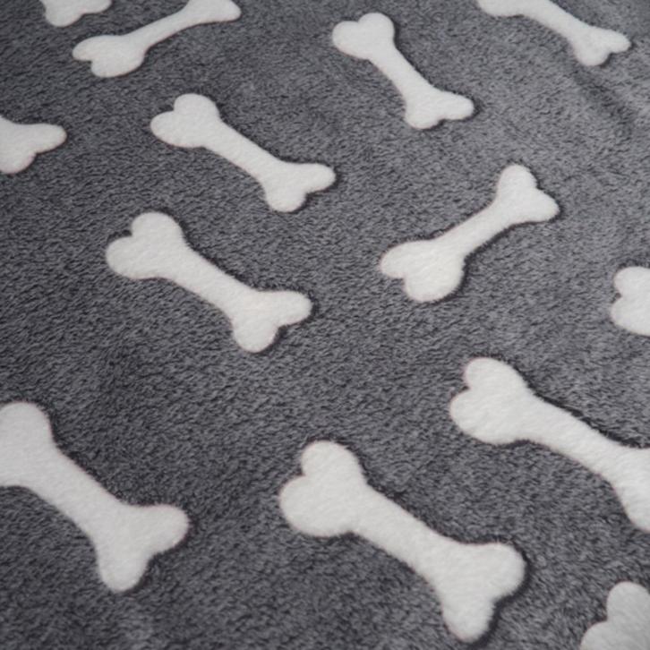 4225) 165x50cm Polaire wellness os de chien blancs sur gris, Hobby & Loisirs créatifs, Tissus & Chiffons, Neuf, Polyester, 120 cm ou plus