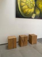 3 massieve eiken blokken / eiken bijzettafels, Maison & Meubles, Tables | Tables d'appoint, Comme neuf, Moins de 45 cm, Bois, Enlèvement