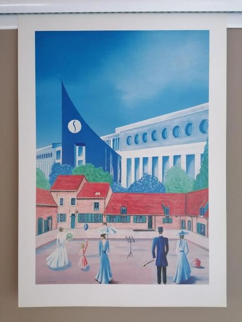 Sabena Poster Litho Sabena House Zaventem & Hof ter Musschen, Verzamelen, Sabenasouvenirs, Nieuw, Verzenden