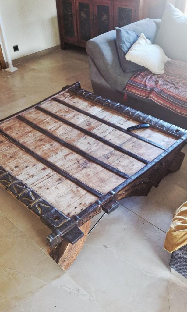 Antieke Indische Ossenkar salontafel, Antiek en Kunst, Antiek | Meubels | Tafels, Ophalen of Verzenden