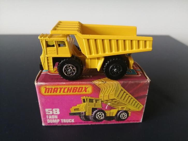 Lesney Matchbox Superfast #58 Faun Dump Truck in doosje, Hobby en Vrije tijd, Modelauto's | Overige schalen, Zo goed als nieuw