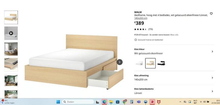 MALM BED IKEA, Huis en Inrichting, Slaapkamer | Bedden, Gebruikt, Tweepersoons, 140 cm, 200 cm, Hout, Bruin, Ophalen