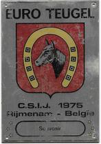 muurplaat aluminium C.S.I.J. Rijmenam 1975 Euro teugel paard, Antiek en Kunst, Ophalen of Verzenden