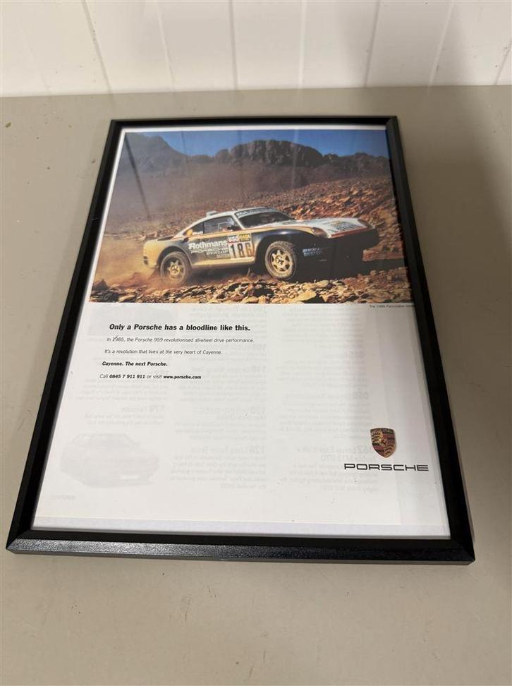 Porsche 959 Paris Dakar Rally Magazine Advert Poster Man Cav, Verzamelen, Automerken, Motoren en Formule 1, Nieuw, Ophalen of Verzenden