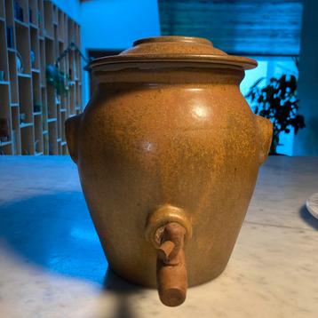 Pot à vinaigre émaillé avec robinet en bois