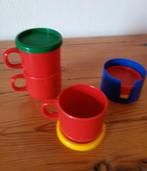 3 nieuw hittebestendig drinkbekers + 6 onderzetters /deksels, Caravans en Kamperen, Ophalen of Verzenden, Nieuw