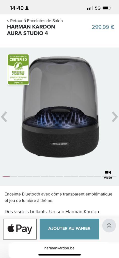 harman kardon aura studio 4, TV, Hi-fi & Vidéo, Barres de son, Comme neuf, Bluetooth, Avec subwoofer intégré, Avec subwoofer externe