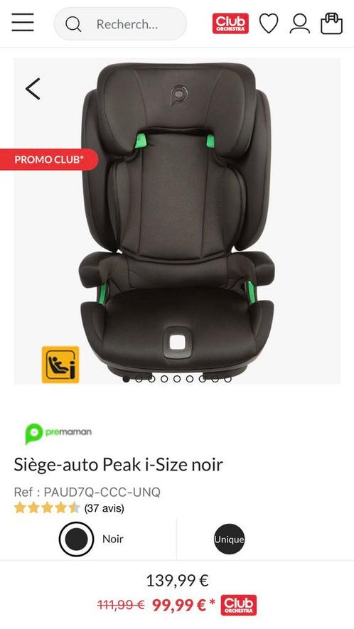 Premaman siège-auto/ autostoel 100-150 cm, Kinderen en Baby's, Autostoeltjes, Nieuw, Overige merken, Isofix, Verstelbare rugleuning