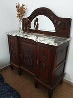 Antieke dressoir met marmeren blad en spiegel + salontafel, Huis en Inrichting, Ophalen