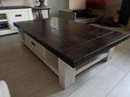 grote salontafel met schuif en 2 opbergvakken 140 x 80 cm, Huis en Inrichting, Tafels | Salontafels, Ophalen, Gebruikt, 100 tot 150 cm