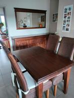 Eetplaats 4 stoelen/tafel/dressoir/spiegel/Barkast, Ophalen, Zo goed als nieuw
