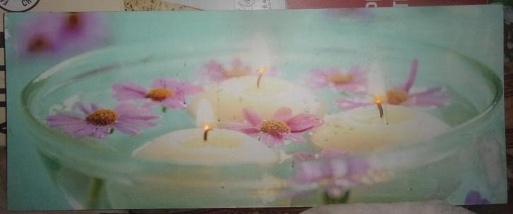 tableau illuminé peinture fleurs bougies, Antiquités & Art, Art | Peinture | Classique, Enlèvement