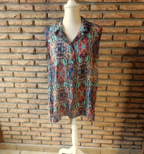 (20)- chemisier femme t.XL rouge bleu - MIM -, Kleding | Dames, Blouses en Tunieken, Zo goed als nieuw, Maat 42/44 (L), Blauw