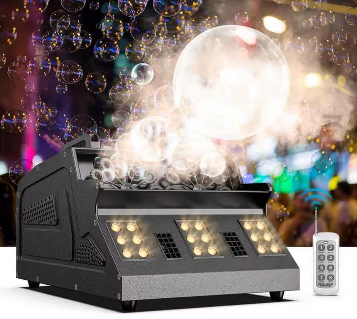 Rook- en bellenblaasmachine LED 1500W met afstandsbediening, Muziek en Instrumenten, Licht en Laser, Nieuw, Licht, Geluidgestuurd