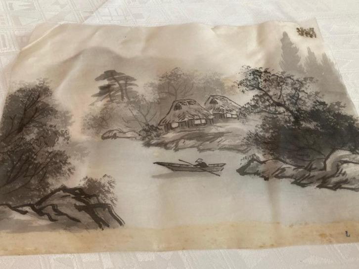 Japanse schilderijtjes op zijde, Antiek en Kunst, Kunst | Niet-Westerse kunst, Ophalen of Verzenden