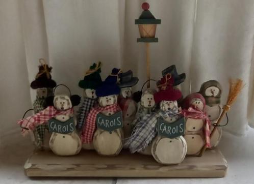 Houten sneeuwman beeldje, Verzamelen, Beelden en Beeldjes, Zo goed als nieuw, Ophalen of Verzenden