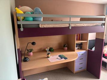 Super beau lit mezzanine de qualité avec bureau, Enlèvement, Comme neuf, Lit mezzanine