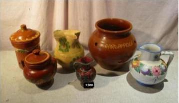 6 beaux pots et bocaux anciens en poterie et en céramique