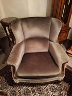 Twee stoffen zetels (kortharig)... + poef, Huis en Inrichting, Ophalen